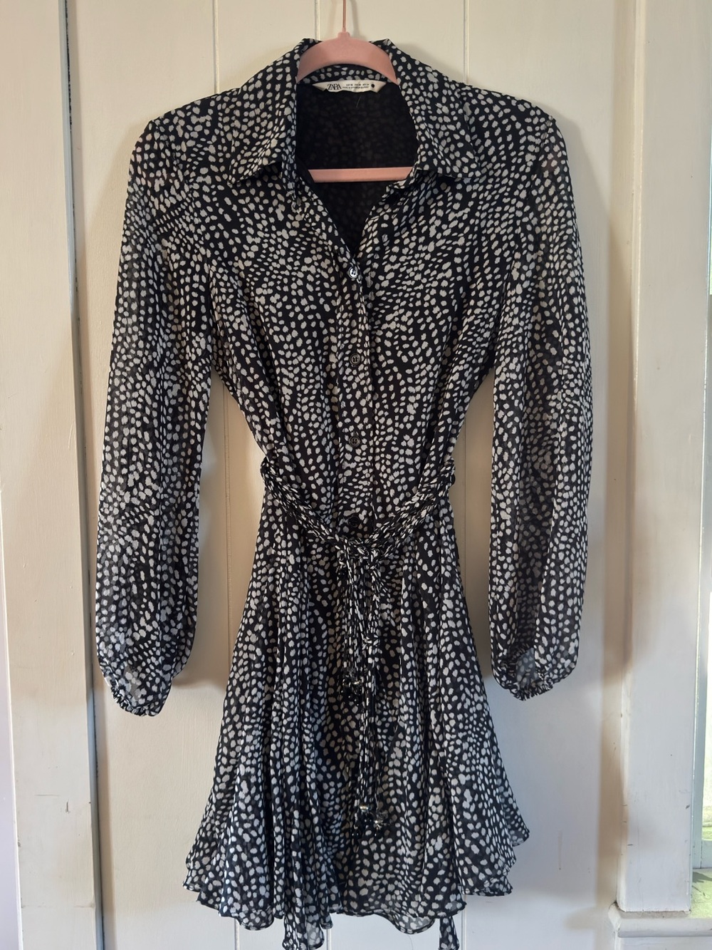 Zara Polka Dot Flowy Boho Mini Dress